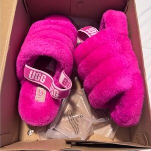 UGG Pink Fluffy Slippers